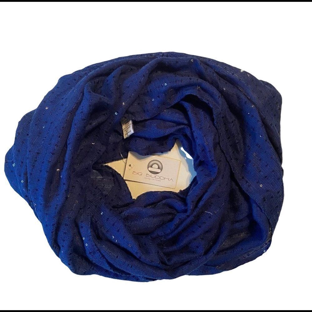 NWT Big Buddha Sequined Infinity Scarf Blue